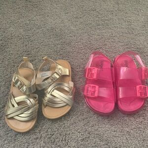 Gold and Pink Kids Sandals Set